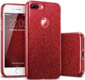 iPhone 8 Plus Siliconen Glitter Hoesje Rood