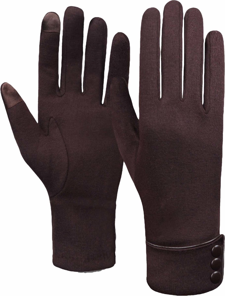 Handschoenen Dames - Geschikt voor Touchscreen - One Size voor M, S - Zacht en Warm Materiaal -Bruin