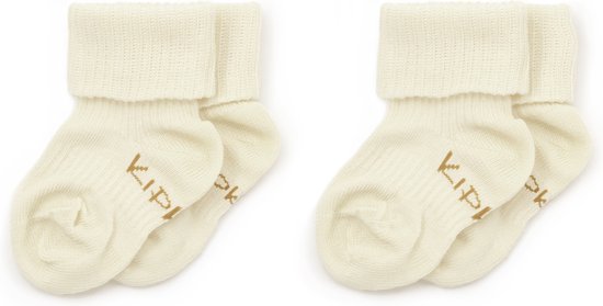 KipKep Blijf-sokjes - babysokjes - Maat 0-6 maanden - Offwhite - wit, ecru - 2 paar - zakken niet af