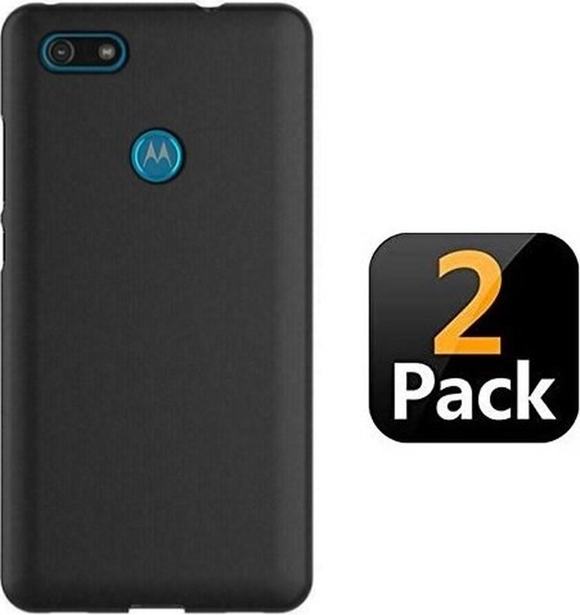 Motorola E6 Play Hoesje TPU Siliconen Zwart 2x