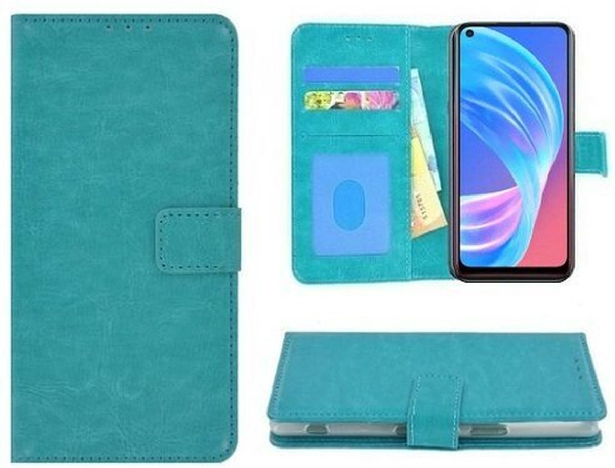 Oppo A72 Hoesje Met Pasjeshouder Bookcase Turquoise
