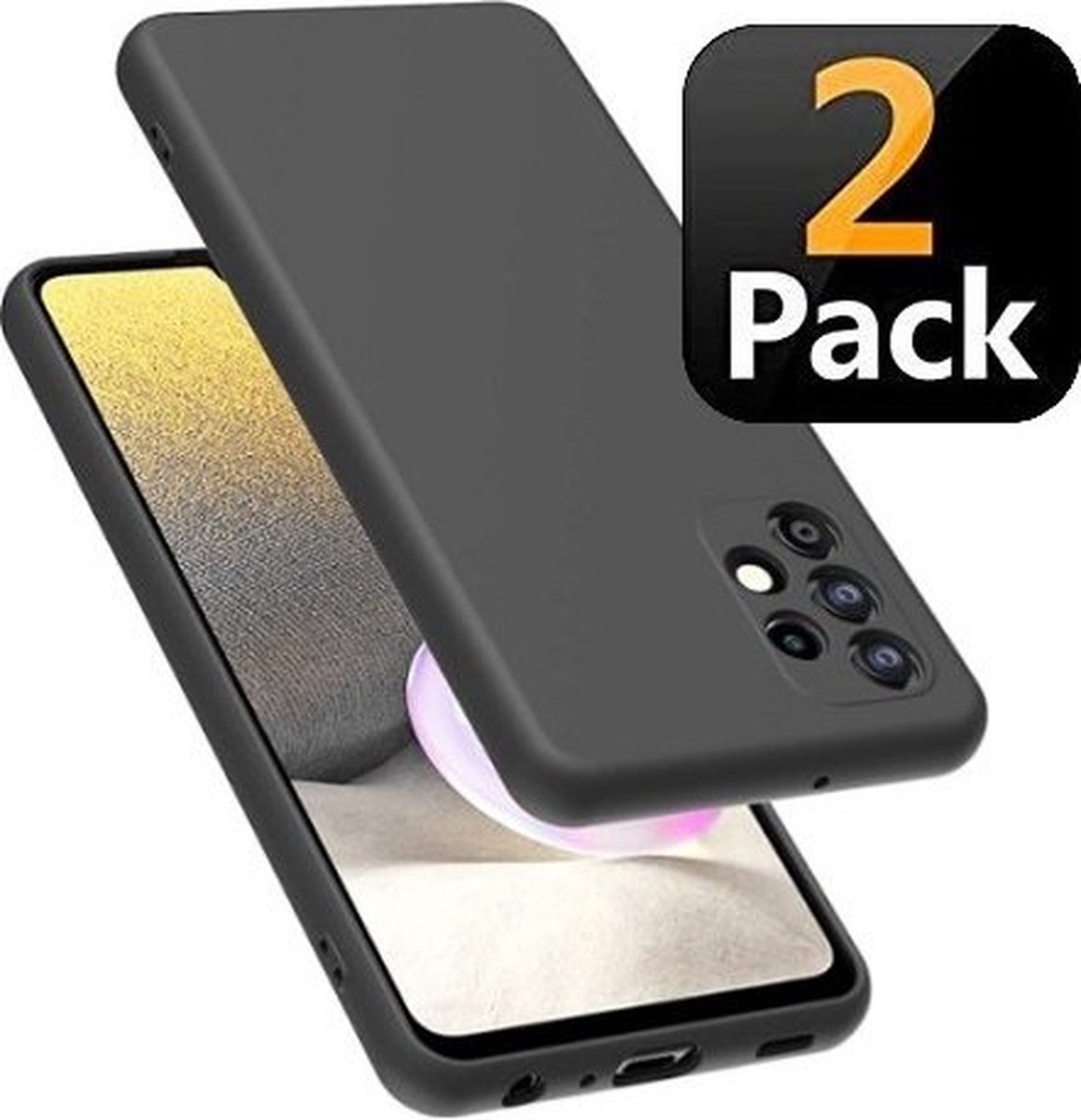 Samsung A32 4G Hoesje TPU Siliconen Zwart 2x