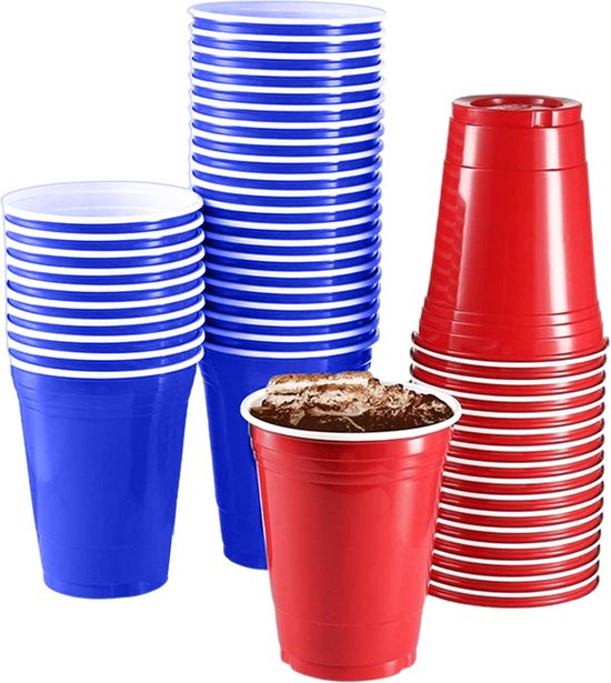 Red Cups & Blue Cups 475ml Party Cups Beerpong 50 Stuks