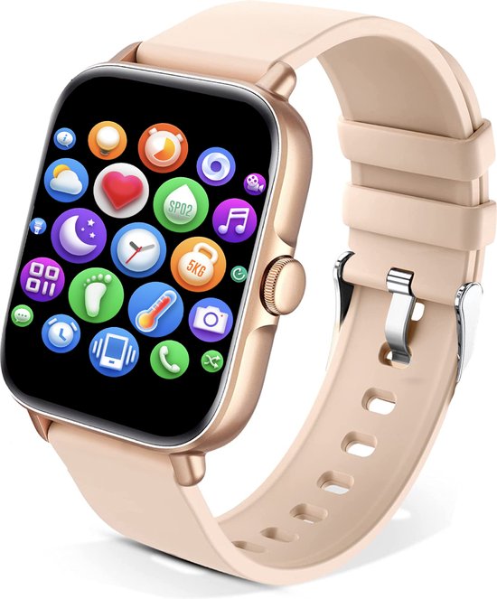 AyeWay Smartwatch - Waterdicht & Touchscreen - 70 Sportmodes - Met App - Smartwatch Dames - Roze