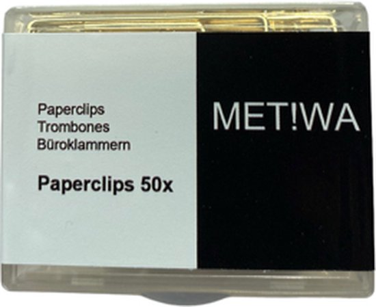 METIWA - 50 Paperclips Rechthoekig Goudkleurig - 4 cm - Paperclips In Doosje - Paperclip - Paper Clips - METIWA