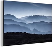 Silhouette van bergen Aluminium 180x120 cm - Tirage photo sur Aluminium (décoration murale métal) XXL / Groot format!