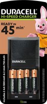 Chargeur de piles Duracell - Charge en 45 minutes - 2 piles AA et 2 piles AAA incluses