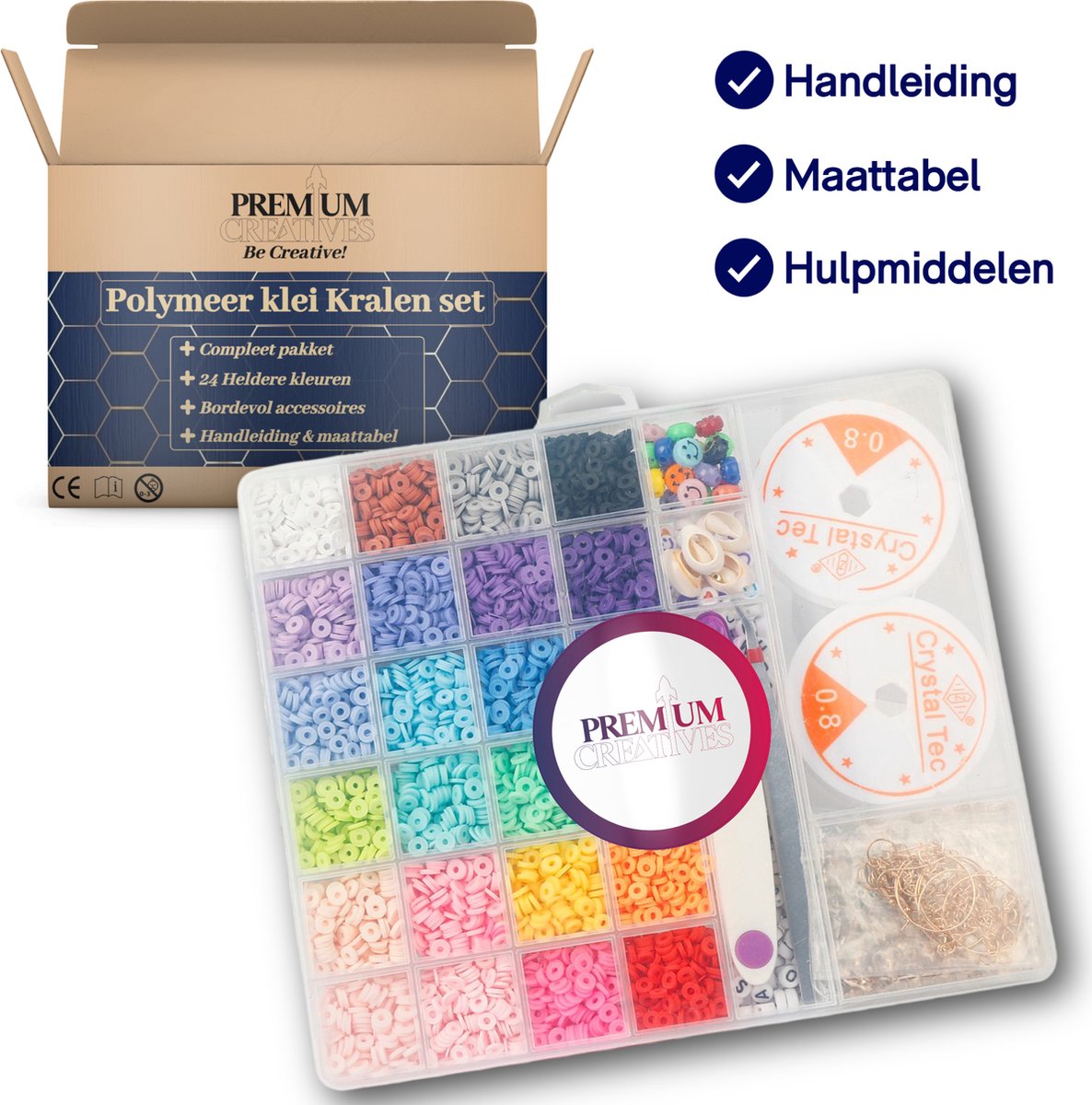 Premium Creatives Kralen Set - Sieraden Maken – Armbandjes Maken – Polymeer Kralen – Cadeauset - Veel accessoires — afbeelding 5
