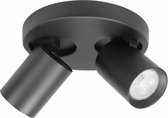 Moderne ronde spot Oliver | 2 lichts | zwart | kunststof / metaal | Ø 17 cm | badkamer lamp | modern / stoer design