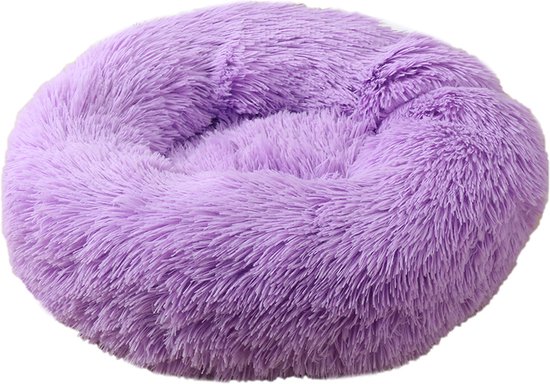 Paarse pluche hondenmand comfortabel