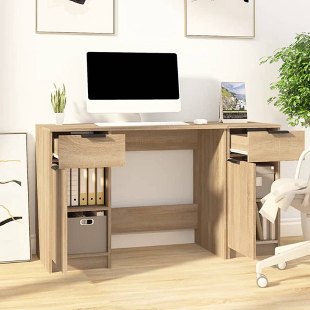 vidaXL vidaXL Sonoma Bureau met Bijzetkast - afbeelding 5