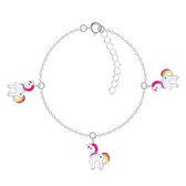 Joy|S - Zilveren eenhoorn armband - pony bedelarmband - 3 bedels unicorn / eenhoorn - voor kinderen