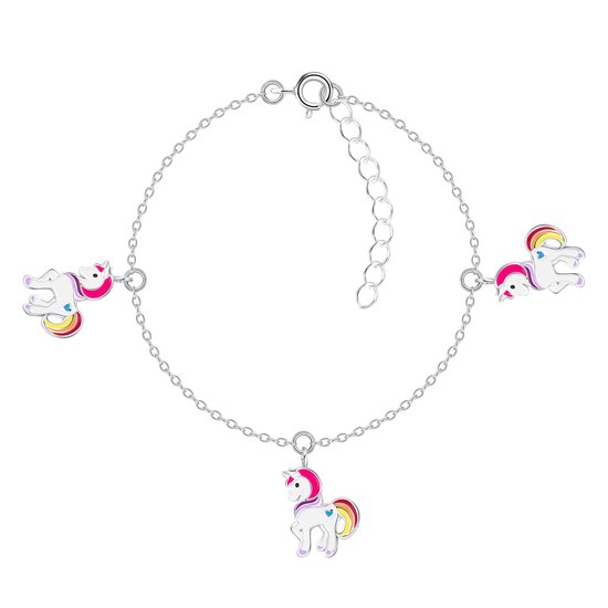 Joie|S - Bracelet licorne argent - bracelet breloque poney - 3 breloques licorne / licorne - pour enfant