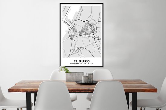 Cadre photo avec affiche - Elburg - Carte - Carte - Plan de la ville - 80x120 cm - Cadre pour affiche