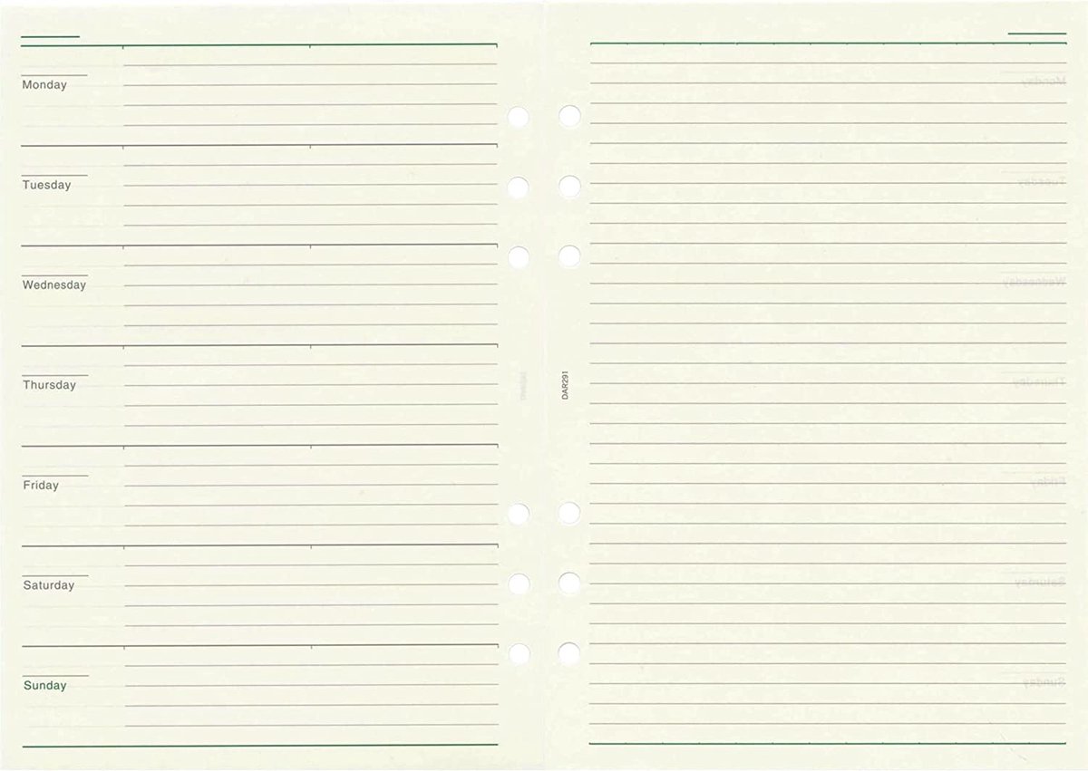 Aanvulling A5 voor o.a. Filofax (Clipbook) Kalpa Planners 40 Pag. Combi Weekplanner – Gelinieerd 64g/m² Cremè Tomoe River Papier