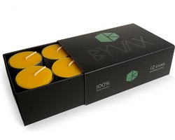Bijenwas Waxinelichtjes in doos | 12 stuks | 100% Zuiver Bijenwas | Brandduur 5 uur