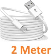 2 Meter Geschikt voor: Lightning kabel naar USB 2.0 A Male oplaadkabel Geschikt voor: Apple iPhone iPod Airpods & iPad - Wit