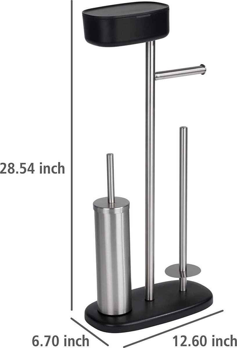 Toiletrolhouder voor de badkamer - vrijstaand/modern - met deksel en