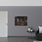 WallClassics - Poster brillant - Bottes de pluie dans les feuilles d'automne - 100 x 75 cm Photo sur papier poster avec finition brillante