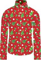 Suitmeister Christmas Trees Stars Red - Kids Overhemd - Kerst Outfit - Rood - Maat S