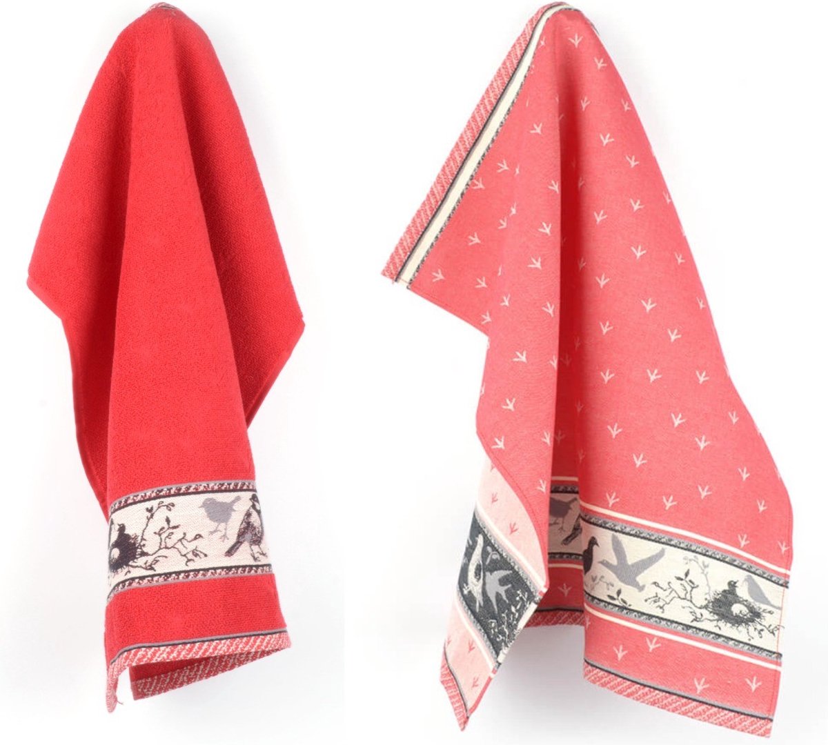 Bol.com Luxe Keukendoek en Theedoek - Vogel Rood - Bunzlau Castle - 100% biologisch GOTS katoen - keukentextiel set aanbieding
