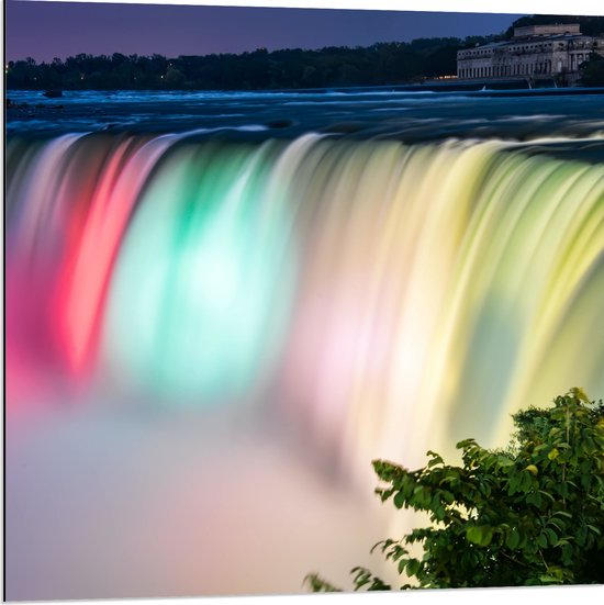 WallClassics - Dibond - Niagara Falls Watervallen in de VS - 80x80 cm Foto op Aluminium (Wanddecoratie van metaal)