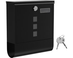 Hoppa! Wand Brievenbus | 30,5 x 9,5 x 33,3 cm | RVS | Zwart