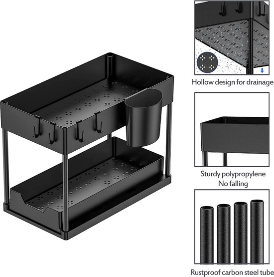 Onder gootsteen opbergrek set van 2 - Multifunctionele organizer voor  keuken -... | bol.com