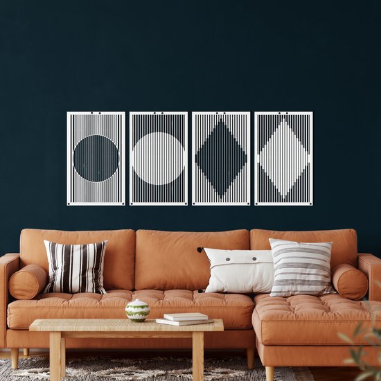 Wanddecoratie | Minimalistisch / Minimalist | Metal - Wall Art | Muurdecoratie | Woonkamer | Buiten Decor |Wit| 64x90cm