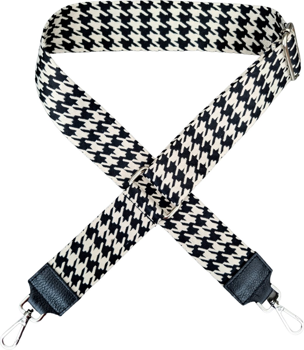 VIQRI - Tashengsels - Schouderband - Kwaliteit - Brede riem - Bag strap tassenriem - Festival - Zwart - Beige - Bag Strap - Zilver - Verstelbaar - 130 cm