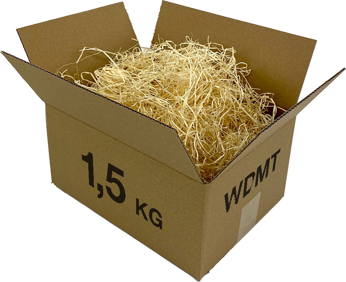 Houtwol opvulmateriaal - 1,5 kilo | Opvulmateriaal voor cadeau | Duurzaam vulmateriaal | Houtwol vulling wijnkist | Bruin