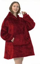Hoodie Deken - Oversized Hoodie - Hoodie Blanket - Plaid met mouwen - Sherpa - Rood