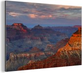 Wanddecoratie Metaal - Aluminium Schilderij Industrieel - Mather Point zonsondergang Grand Canyon - 120x80 cm - Dibond - Foto op aluminium - Industriële muurdecoratie - Voor de woonkamer/slaapkamer