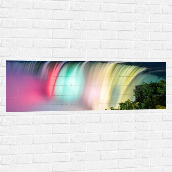 WallClassics - Muursticker - Niagara Falls Watervallen in de VS - 120x40 cm Foto op Muursticker