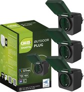 Calex Smart Outdoor Plug - Set de 3 pièces - Smart Plein air Plug EU - Fonctionne avec Alexa et Google Home - Zwart