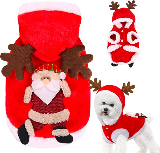 vertegenwoordiger Begunstigde Verplicht Kerstpakje Hond - Maat L - Hondenkostuum Kerstman - Rood met  Rendierhoorntjes -... | bol.com