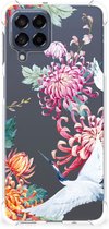 GSM Hoesje Geschikt voor Samsung Galaxy M53 Telefoonhoesje Valbescherming met transparante rand Bird Flowers