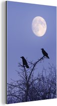 Tour au coucher du soleil avec la lune Aluminium 80x120 cm - Tirage photo sur aluminium (décoration murale en métal)