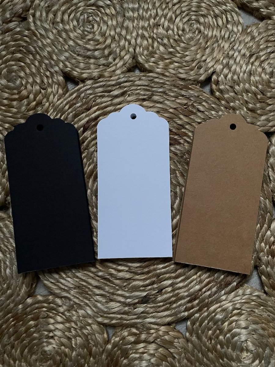 KIMHOME 100 stuks kerstlabels, kraftpapier en wit karton hangende