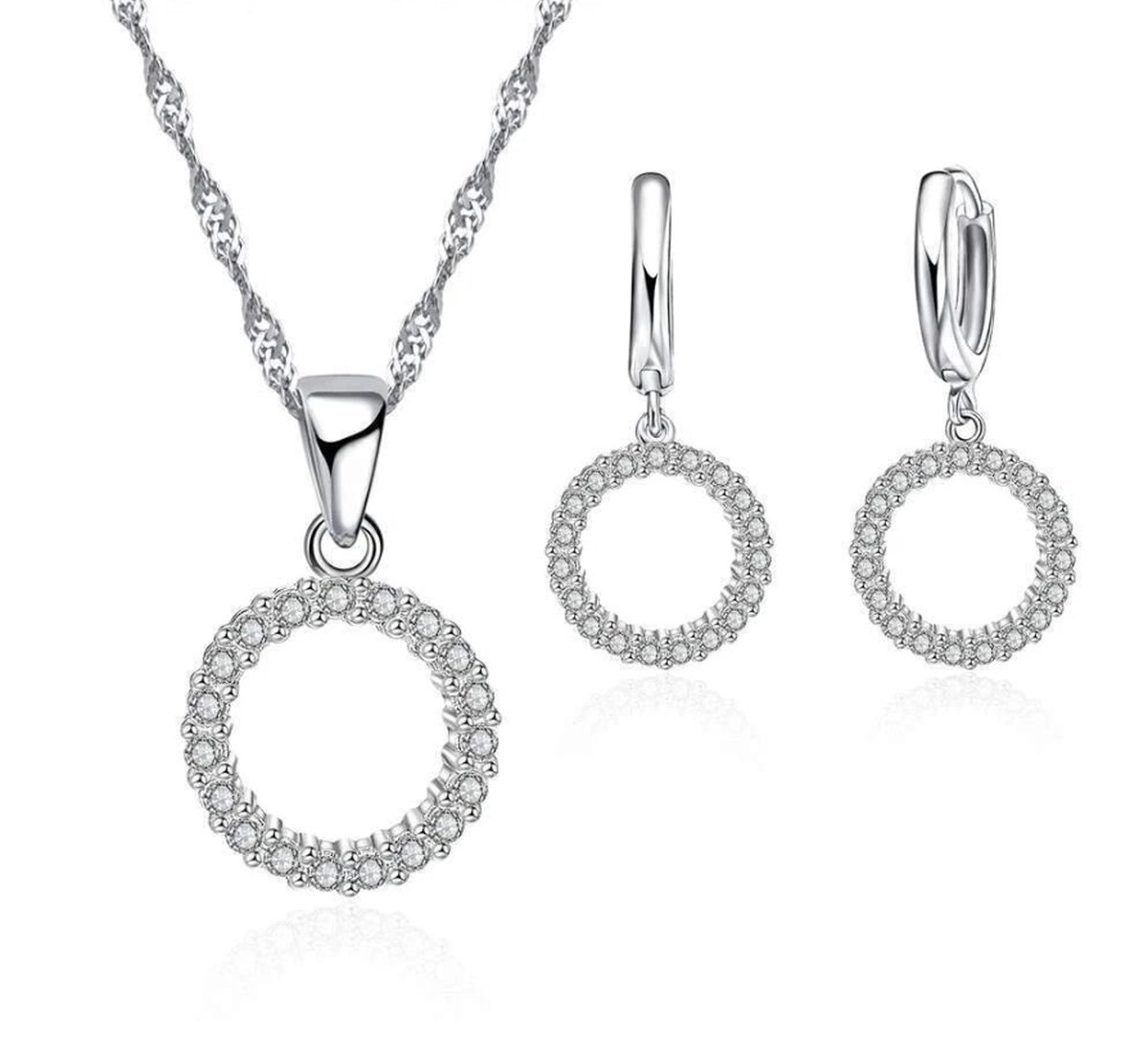 Ketting - oorbellen - Zirkonia sieradenset - cadeau voor vrouw - Liefs Jade