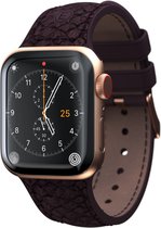 Njord byELEMENTS Geschikt voor Apple Watch Ultra bandje - 44/45mm - Hoogwaardig Smartwatchbandje van Zalmleer - Comfortabel Design - Duurzaam materiaal - Paars