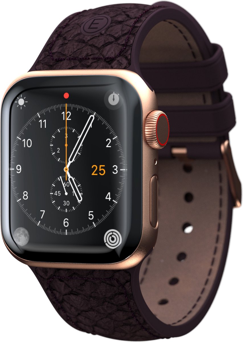 Njord Collections Bandje geschikt voor Apple Watch 44mm/45mm/Ultra - Zalm Leder - Paars