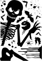 Halloween - Raamsticker - Skelet/Vleermuis/Spin/Pompoen - Zwart - Herbruikbaar - 1 Stuks