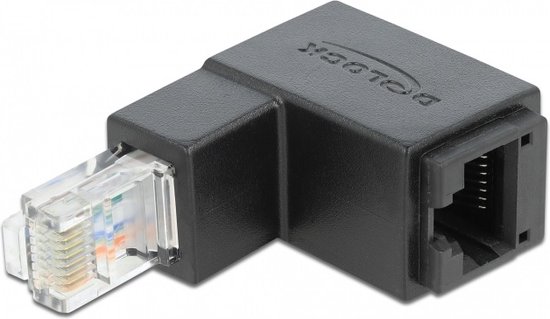 UTP CAT6 Gigabit RJ45 haakse adapter - haaks naar boven / zwart | bol.com