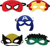 Superhelden Maskers van Hoogwaardig Vilt - Set van 5 - Kinderfeest - Verkleedfeest - Carnaval - Halloween -Superhelden Feestartikelen - Verkleden Kinderen - Superhelden Themafeest - Verkleedaccessoires - Feestartikelen Kinderen - Maskers Kinderen
