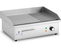 Elektrische grillplaat - 548 x 350 mm - Ribber + Flat - 3.000 W - Royal Catering
