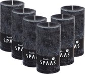SPAAS Kaarsen - Rustieke kaars hoogte 13cm, ± 60 uur - Zwart - 6 x stuks