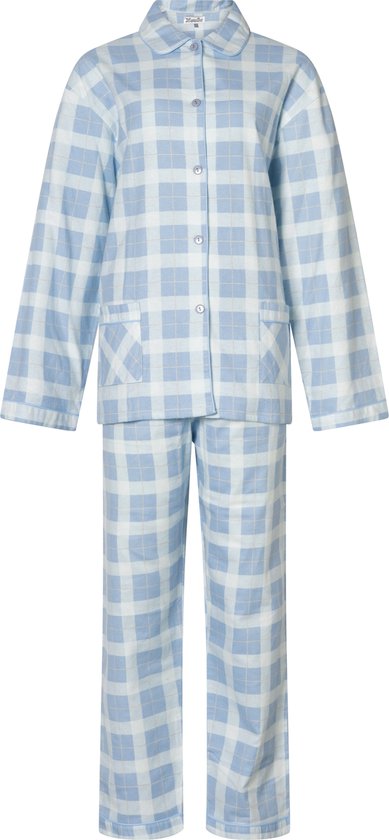 Lunatex dames pyjama flanel | MAAT XL | Ruit | grijsblauw