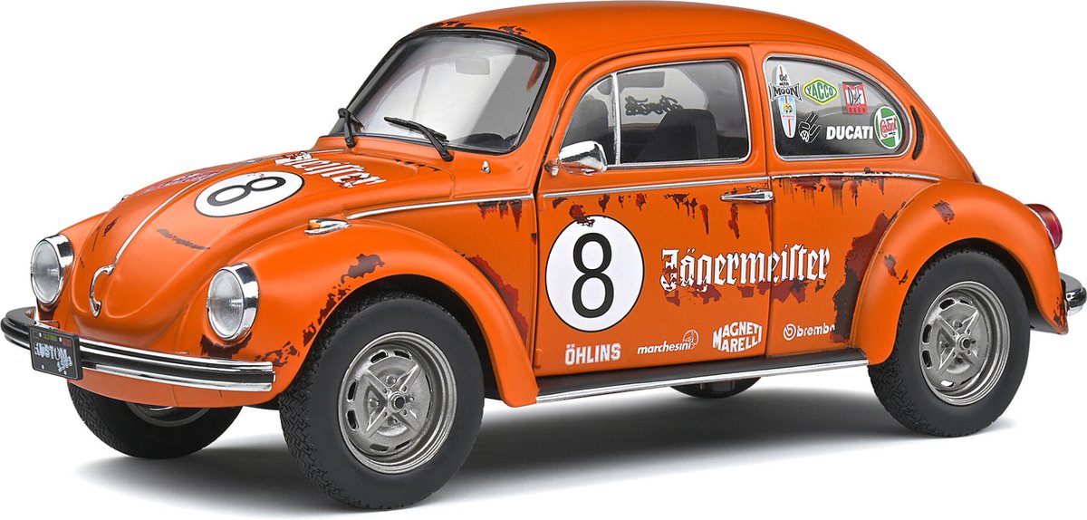 Volkswagen Beetle 1303 Jagermeister '74 (Oranje) (25cm) 1/18 Solido {Modelauto - Schaalmodel - Miniatuurauto}