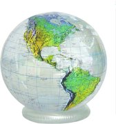 Opblaas Wereldbol transparant topografisch 40 cmDoorsnede 40 cm